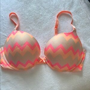 Victoria’s Secret push-up Chevron Patterned Bra - Pink and Orange
